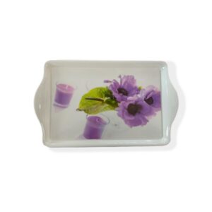 Bandeja plastica rectangular flores y velas