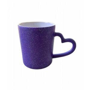 Taza mágica azul asa corazón con glitter