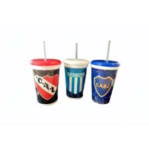 Vaso con bombilla de equipo de fútbol