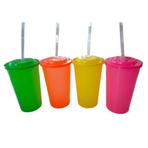 Vaso con tapa fluo