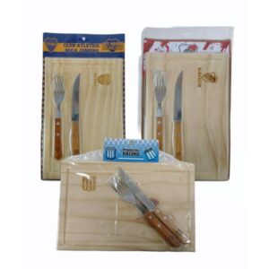 Set tabla de madera con cubiertos de equipo