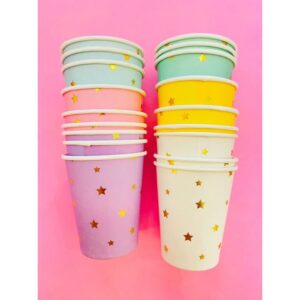 10 Vasos Estrellitas Doradas